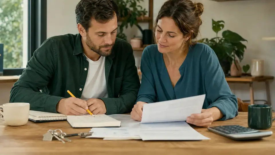 Un couple prépare ses documents d’assurance à la maison